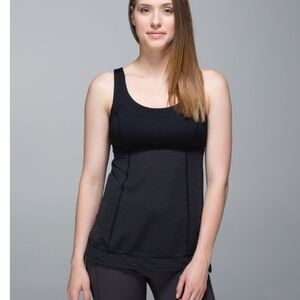 Lululemon Shirt Size 4 Run Ta Ta Topper Tank Top Black Drawstring Waist EUC